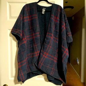 Plaid overcoat scarf cape